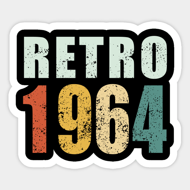 57th Birthday Gifts Year Old - Retro 1964 T-Shirt Sticker by heehee shop